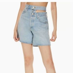 Agolde Broken Waistband‎ Denim Shorts Jorts Light Wash